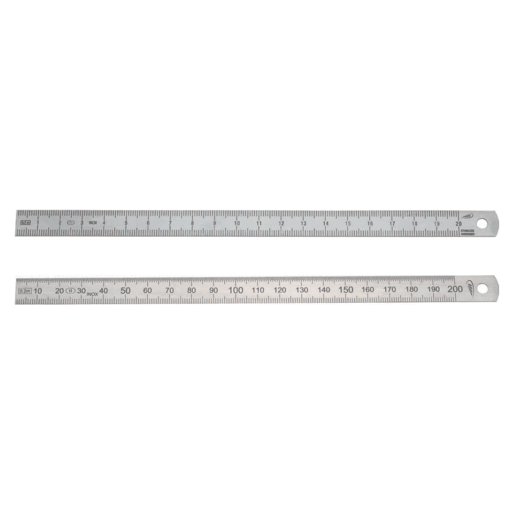 Règles flexibles en acier, finition chrome satiné